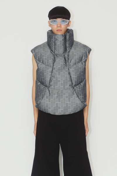 ARLO DOWN VEST GREY GRID