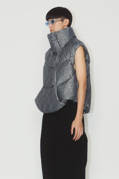 ARLO DOWN VEST GREY GRID