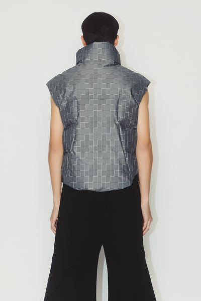 ARLO DOWN VEST GREY GRID