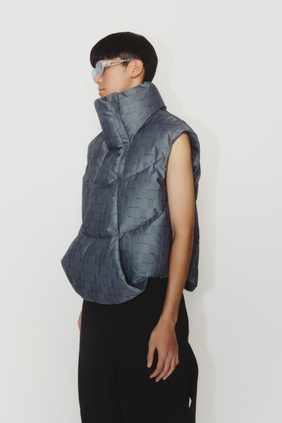 ARLO DOWN VEST GREY GRID