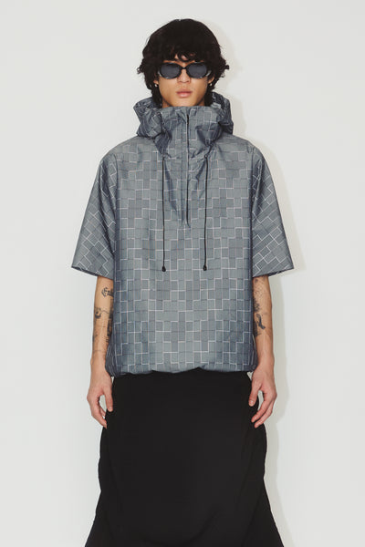 MORRIS HOOD SHIRT GREY GRID