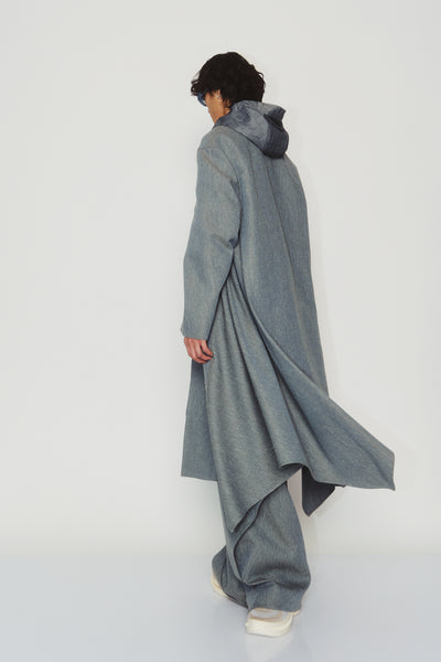 SABIR DRAPE COAT BRUSHED MOSS