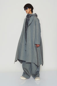 SABIR DRAPE COAT BRUSHED MOSS
