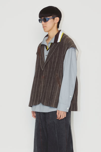 BRUNS SUIT VEST WEAVED STRIPE