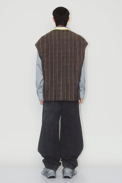 BRUNS SUIT VEST WEAVED STRIPE
