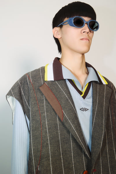 BRUNS SUIT VEST WEAVED STRIPE