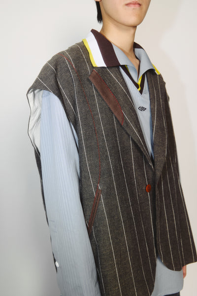 BRUNS SUIT VEST WEAVED STRIPE
