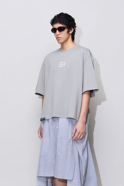 Mayo Oversized Embroidered Tee Pixel Grey