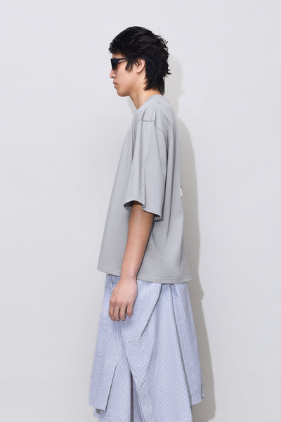 Mayo Oversized Embroidered Tee Pixel Grey