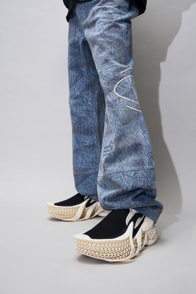 JON PATTERN WASHED HOURGLASS JEANS CYBER BLUE