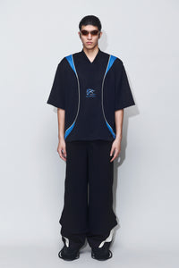 LEWIS PANELED HALF-ZIP WARM UP JERSEY EUPHORIC BLACK