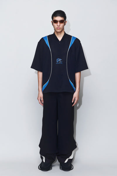 LEWIS PANELED HALF-ZIP WARM UP JERSEY EUPHORIC BLACK