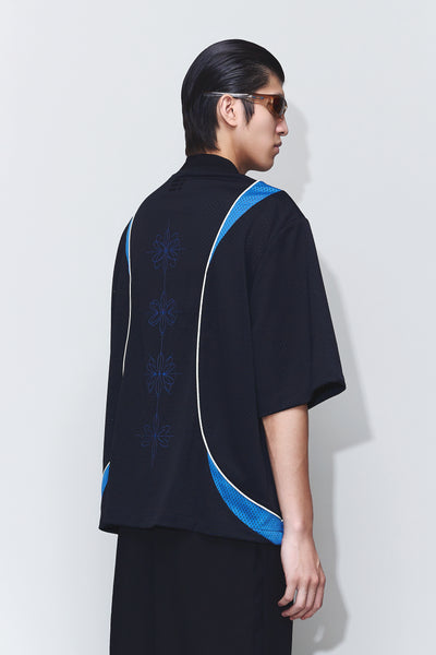 LEWIS PANELED HALF-ZIP WARM UP JERSEY EUPHORIC BLACK
