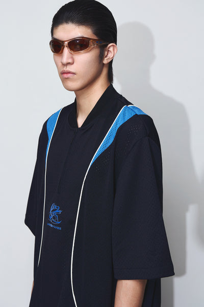 LEWIS PANELED HALF-ZIP WARM UP JERSEY EUPHORIC BLACK