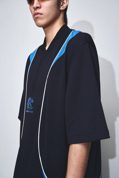 LEWIS PANELED HALF-ZIP WARM UP JERSEY EUPHORIC BLACK