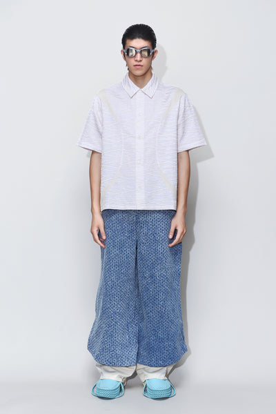 DEVIN PANELED SS EMBROIDERED SHIRT PYTHON BEIGE