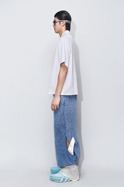 DEVIN PANELED SS EMBROIDERED SHIRT PYTHON BEIGE