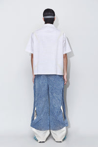 DEVIN PANELED SS EMBROIDERED SHIRT PYTHON BEIGE