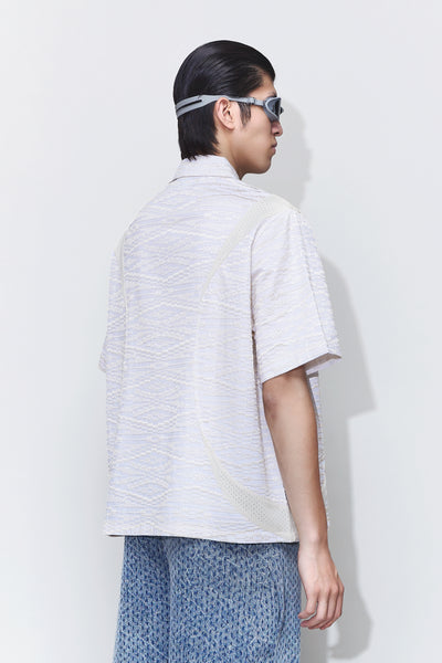 DEVIN PANELED SS EMBROIDERED SHIRT PYTHON BEIGE