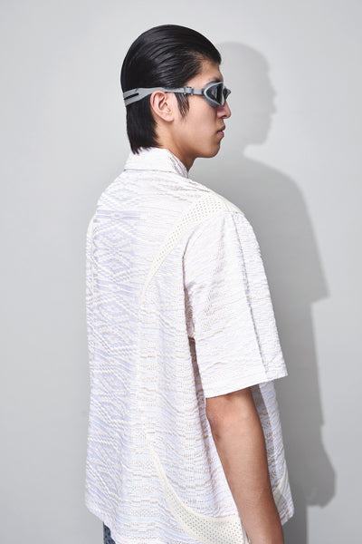DEVIN PANELED SS EMBROIDERED SHIRT PYTHON BEIGE