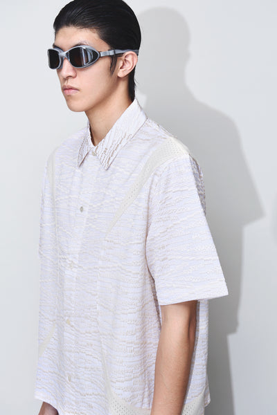 DEVIN PANELED SS EMBROIDERED SHIRT PYTHON BEIGE