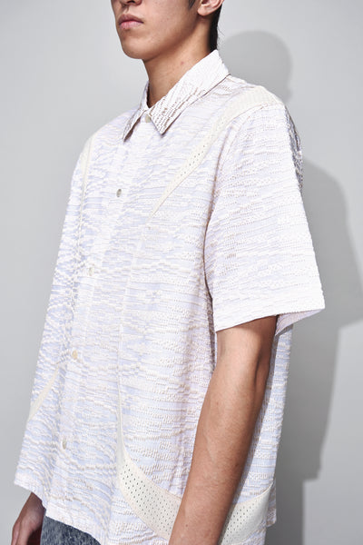 DEVIN PANELED SS EMBROIDERED SHIRT PYTHON BEIGE