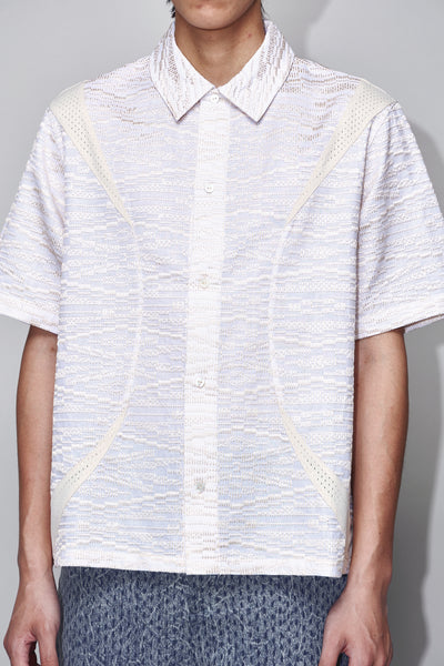 DEVIN PANELED SS EMBROIDERED SHIRT PYTHON BEIGE