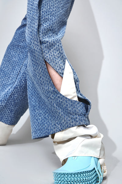 PRINCE CRINKLE WASH TRACK JEANS CYBER BLUE