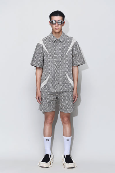DEVIN PANELED SS EMBROIDERED SHIRT STARDUST