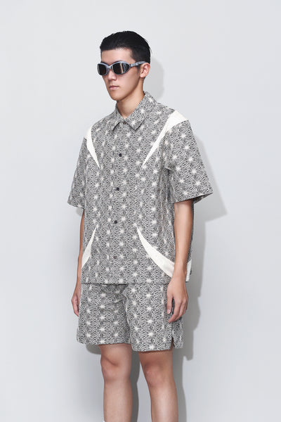 DEVIN PANELED SS EMBROIDERED SHIRT STARDUST