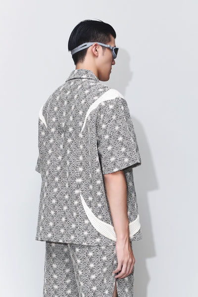 DEVIN PANELED SS EMBROIDERED SHIRT STARDUST