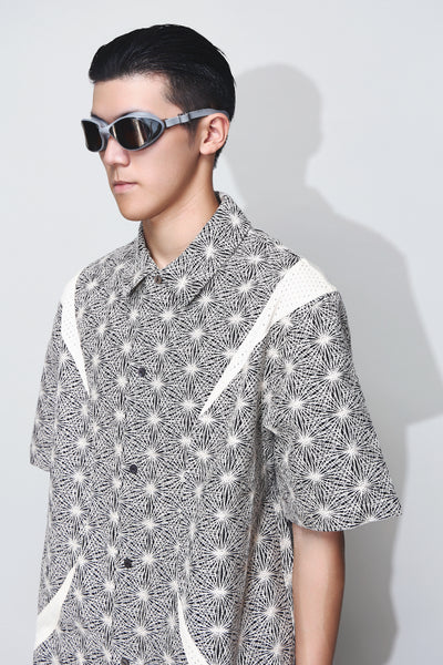 DEVIN PANELED SS EMBROIDERED SHIRT STARDUST