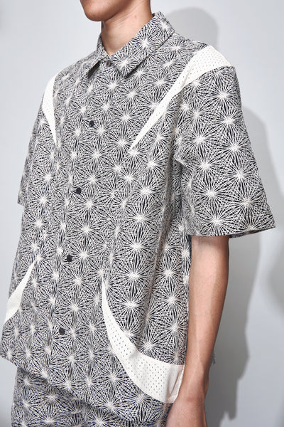 DEVIN PANELED SS EMBROIDERED SHIRT STARDUST