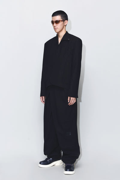 ODOM PLEATED CARROT WIDE TROUSERS EUPHORIC BLACK