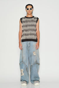 COSME KNIT VEST HEATHER CREAM