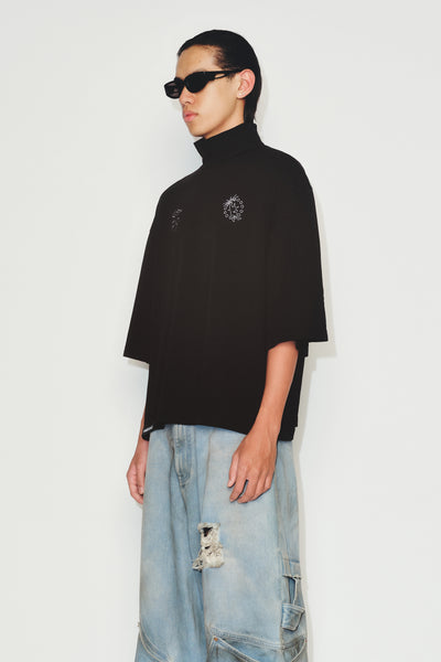 JAMIE STAINED ROLLED NECK TEE EUPHORIC BLACK