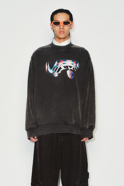 SANDERS WASHED FLOATER CREWNECK EUPHORIC BLACK