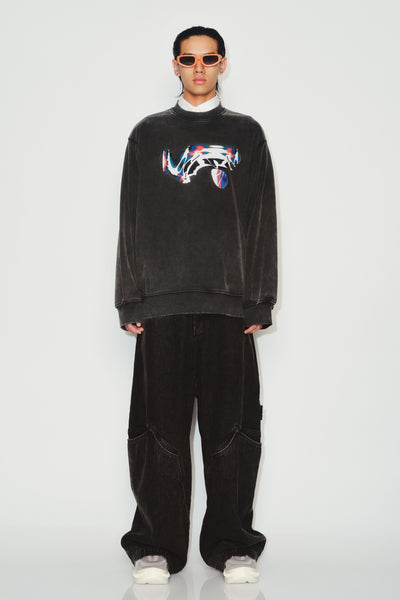 SANDERS WASHED FLOATER CREWNECK EUPHORIC BLACK