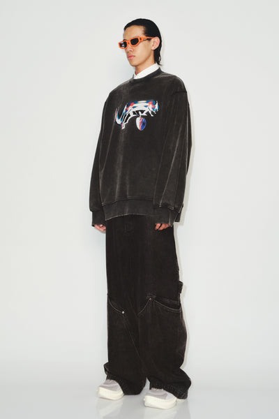 SANDERS WASHED FLOATER CREWNECK EUPHORIC BLACK