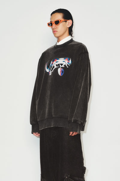 SANDERS WASHED FLOATER CREWNECK EUPHORIC BLACK