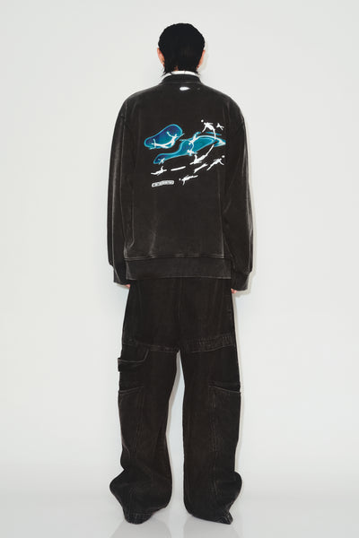 SANDERS WASHED FLOATER CREWNECK EUPHORIC BLACK