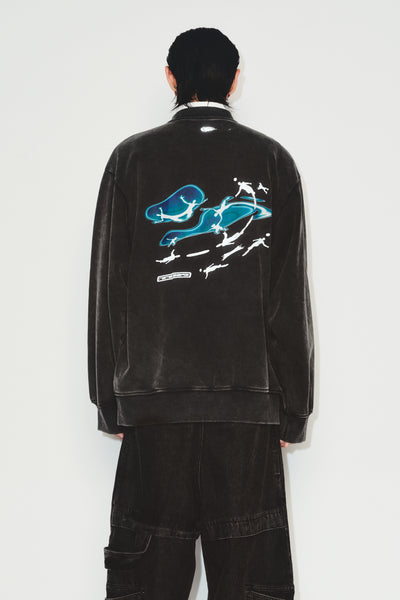 SANDERS WASHED FLOATER CREWNECK EUPHORIC BLACK