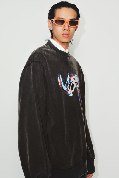 SANDERS WASHED FLOATER CREWNECK EUPHORIC BLACK