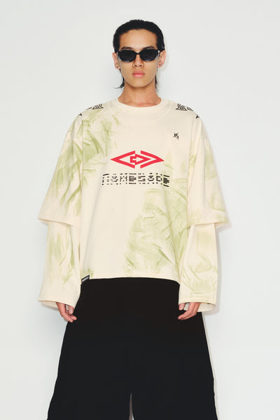 MAYO STAINED DOUBLE SLEEVE TEE SPURS WHITE