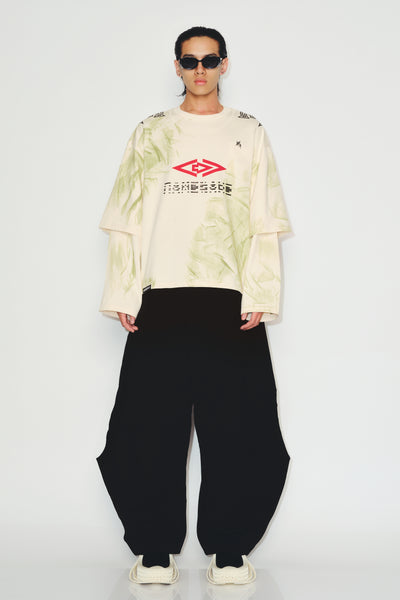 MAYO STAINED DOUBLE SLEEVE TEE SPURS WHITE