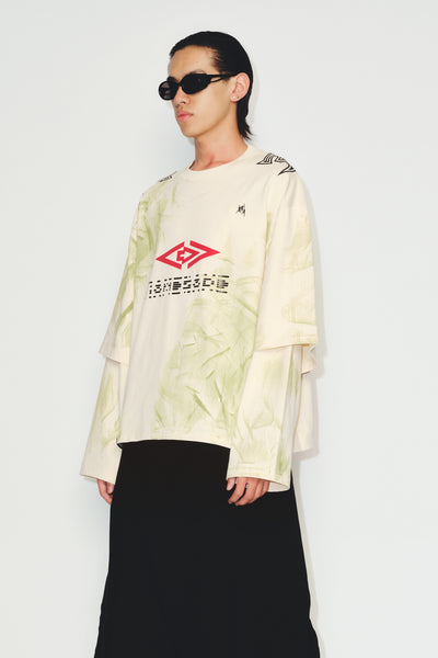 MAYO STAINED DOUBLE SLEEVE TEE SPURS WHITE