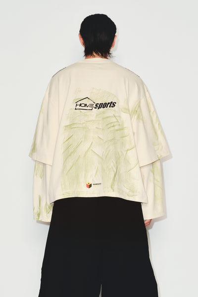 MAYO STAINED DOUBLE SLEEVE TEE SPURS WHITE