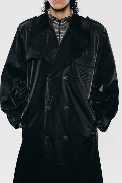 ERVIN BELTED TRENCH COAT EUPHORIC BLACK