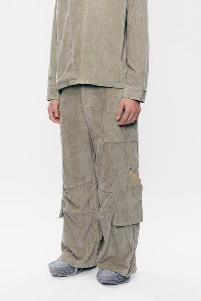 RONNY TERRYCLOTH DISTRESSED CARGO PANTS ALOE GREEN