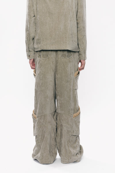 RONNY TERRYCLOTH DISTRESSED CARGO PANTS ALOE GREEN